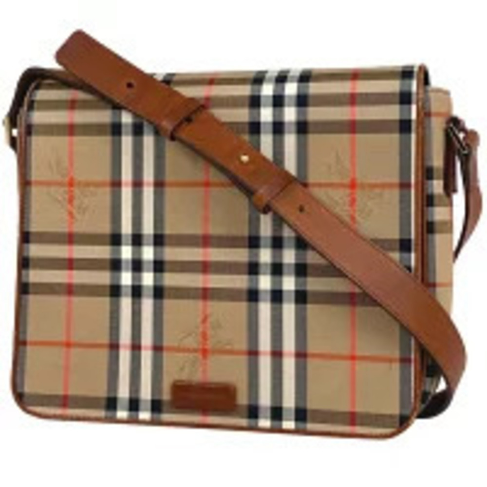 Burberry Check Shoulder Bag Messenger Canvas Brown